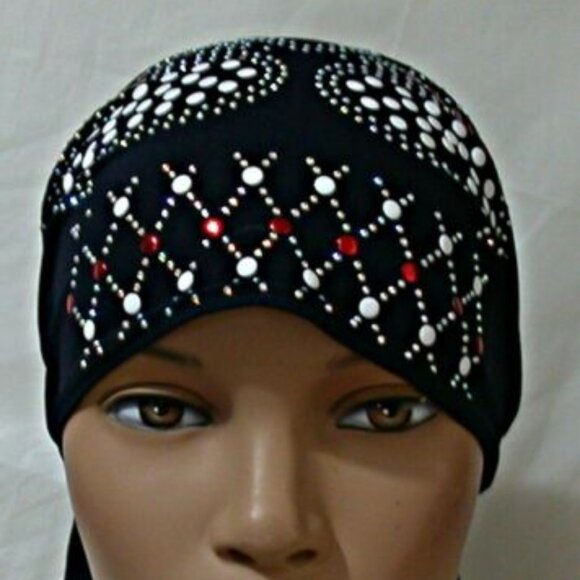 Navy Blue Pre-Tied Stud Fashion Cap Slip On Bonnet Hijab Undercap #9 - Picture 2 of 3